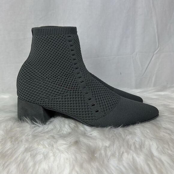 Eileen Fisher NWOT Honey Sock Block Heel Stretch Knit Grey Ankle Booties… - Picture 5 of 7